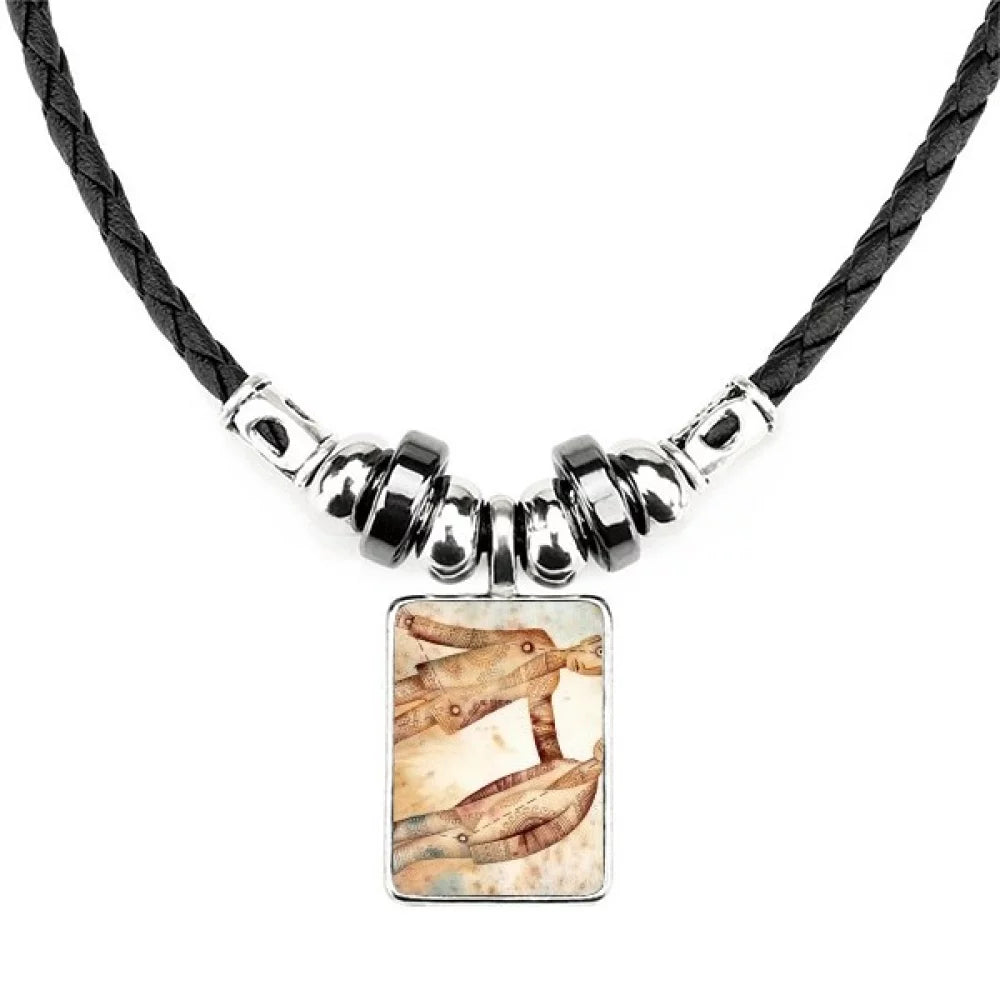 May June Geni Constellation Zodiac Necklace Jewelry Torque Leather Rope Pendant
