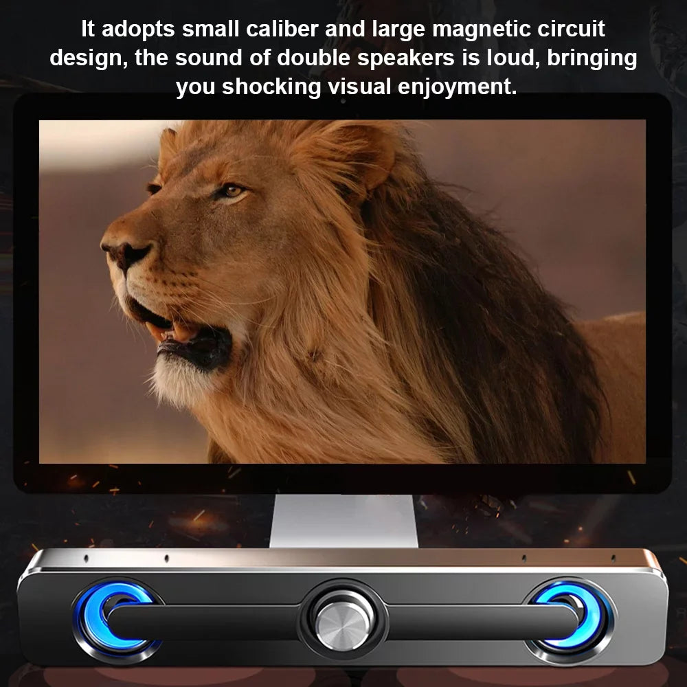 Radirus V-111 Computer Speaker, USB Wired Powerful Bar Stereo Subwoofer Bass Speaker, Surround Sound Box for PC Portable computer Phone Tablet MP3 MP4, Audio Equipment for Home Theater-Like Audio Quality