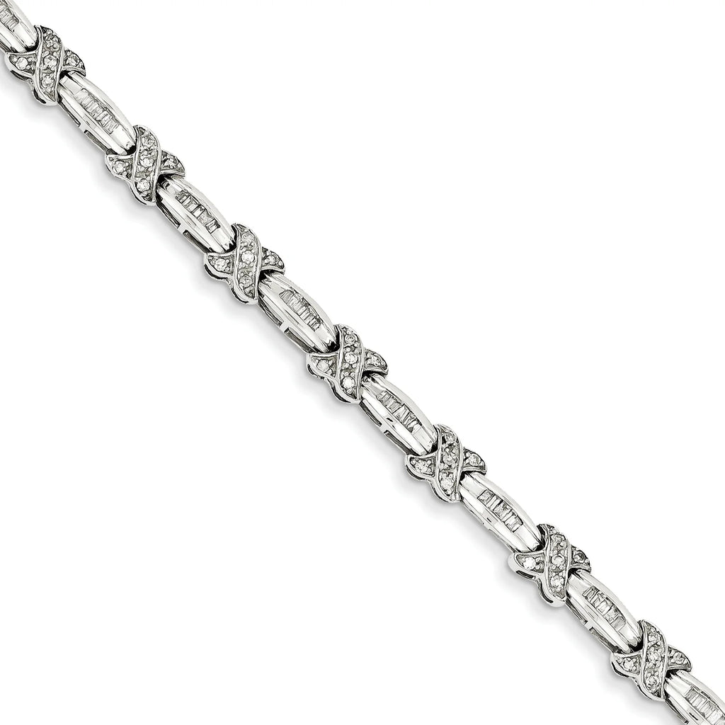 14k White Gold Diamond X Bracelet. Carat Wt- 0.98ct