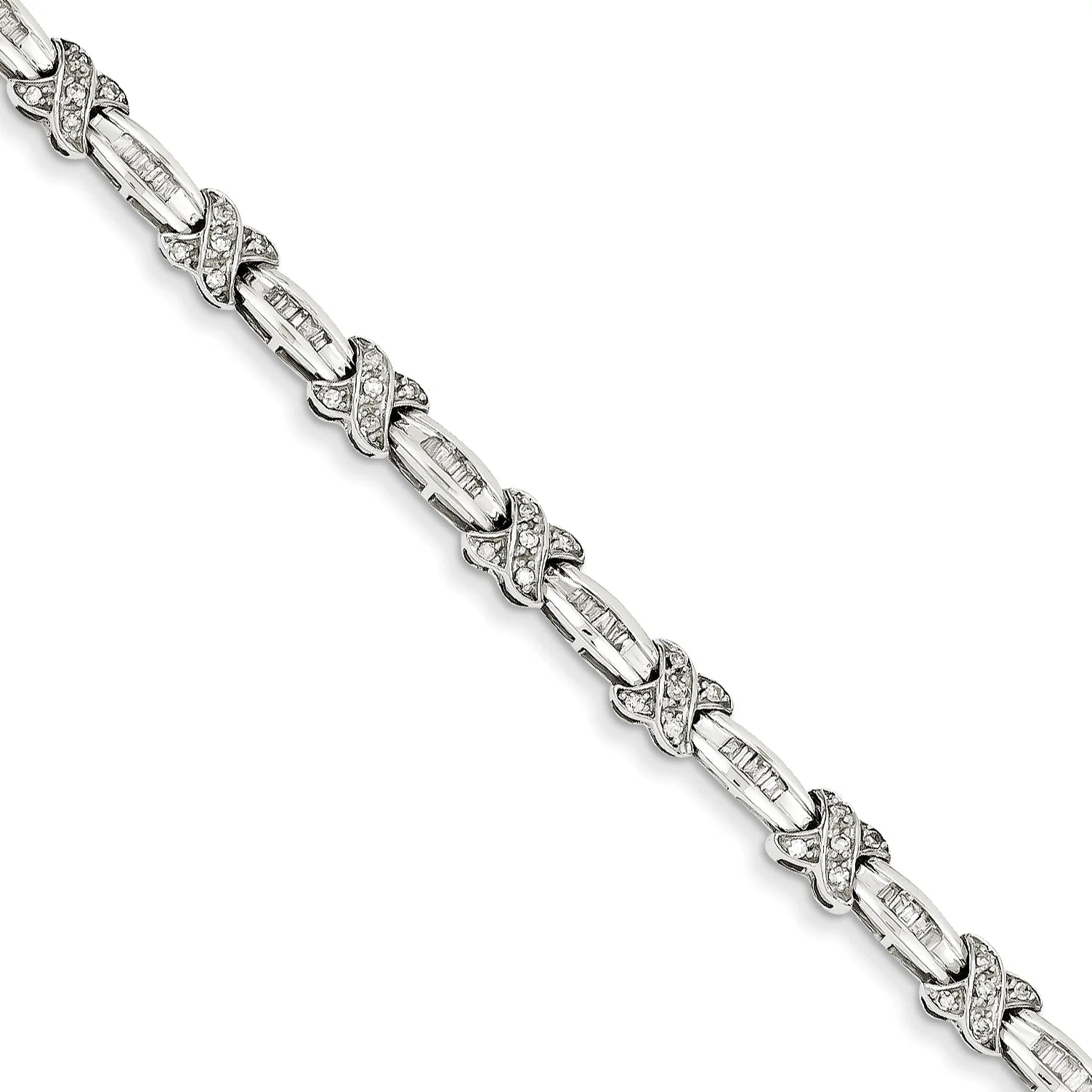 14k White Gold Diamond X Bracelet. Carat Wt- 0.98ct