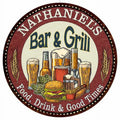NATHANIEL'S Bar and Grill 12" Round Metal Sign Kitchen Wall Decor 200120020495