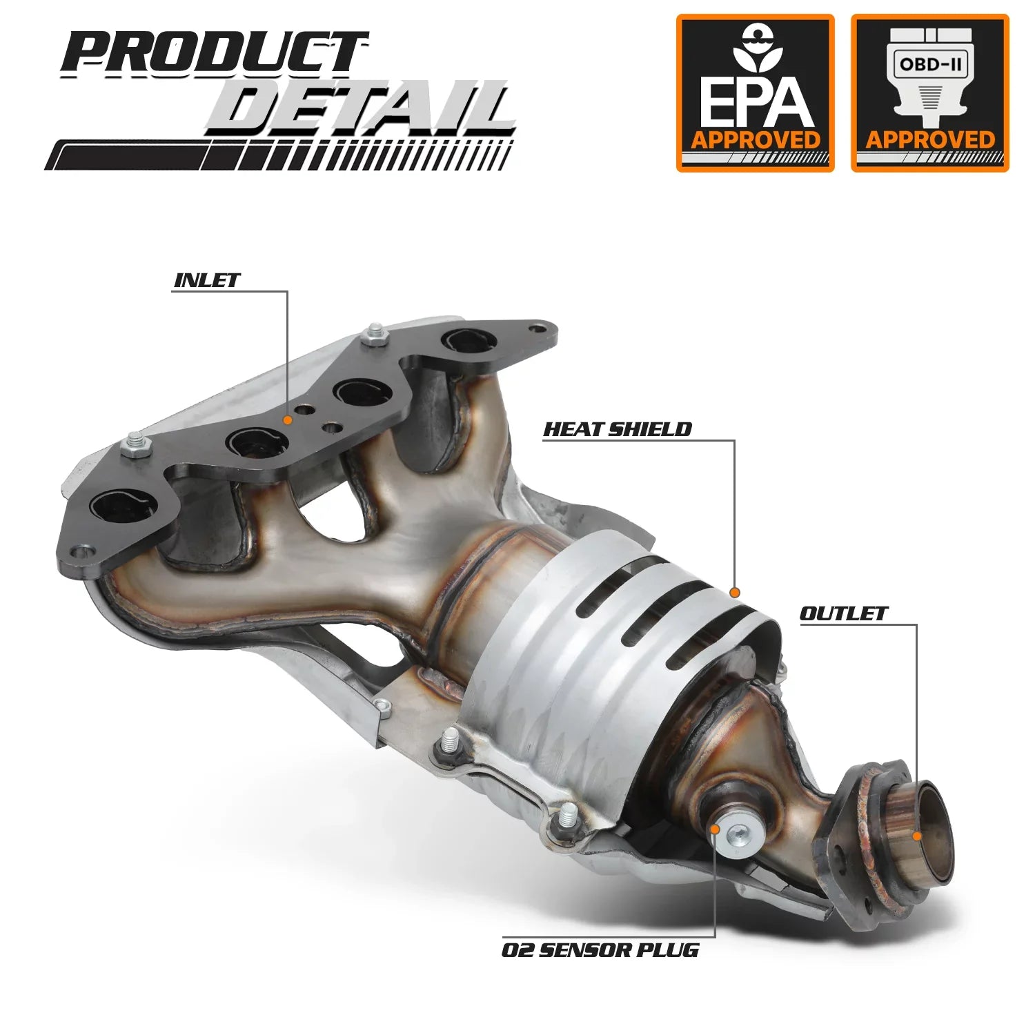 M-AUTO Catalytic Converter Exhaust Manifold with Heat Shield For 2001-2005 Honda Civic, Fits CX DX HX LX VX Models with 1.7L Engine