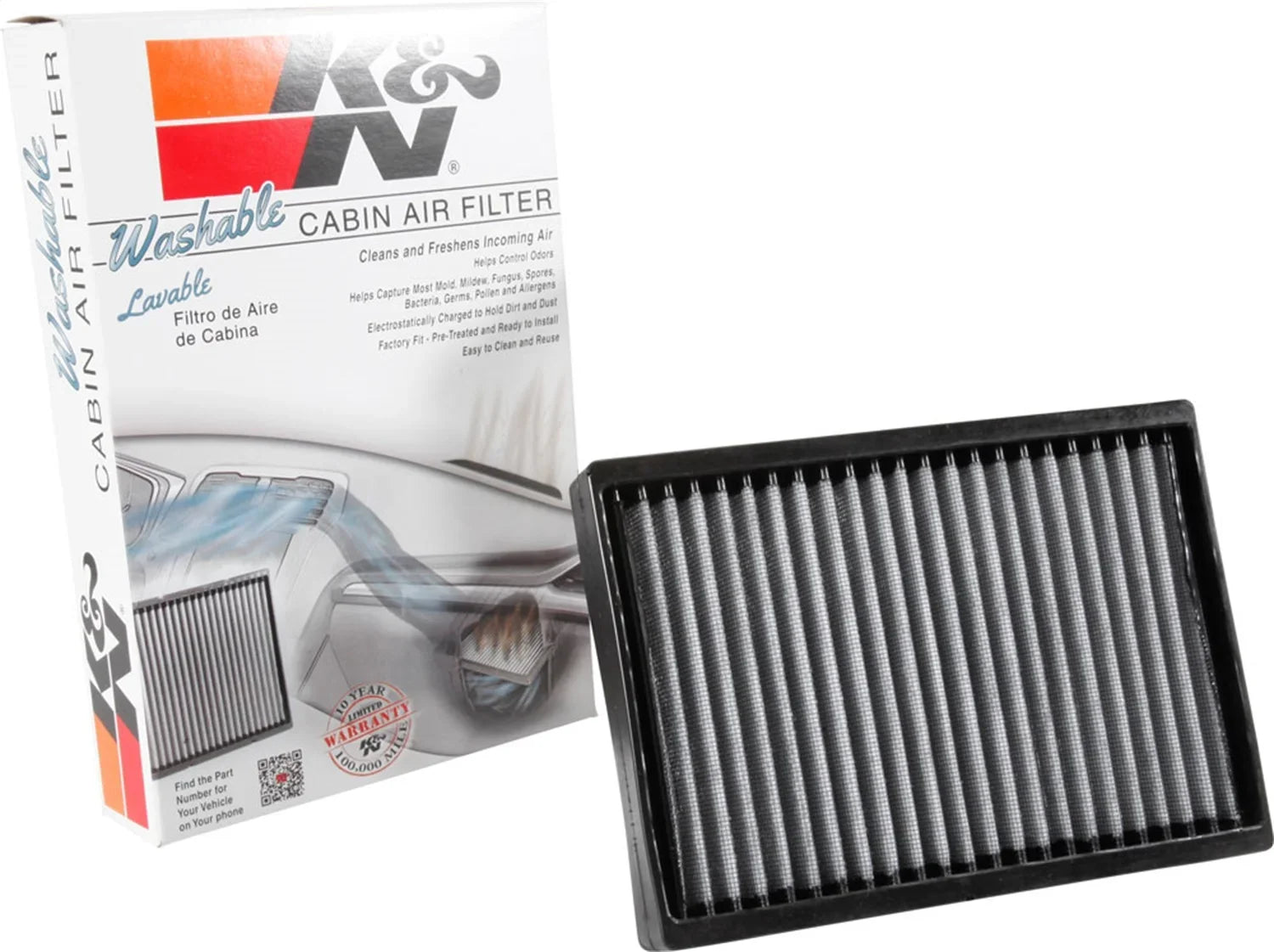 K&N VF1014 Cabin Air Filter, 1 Pack Fits select: 2017-2021 JEEP COMPASS, 2015-2020 JEEP RENEGADE