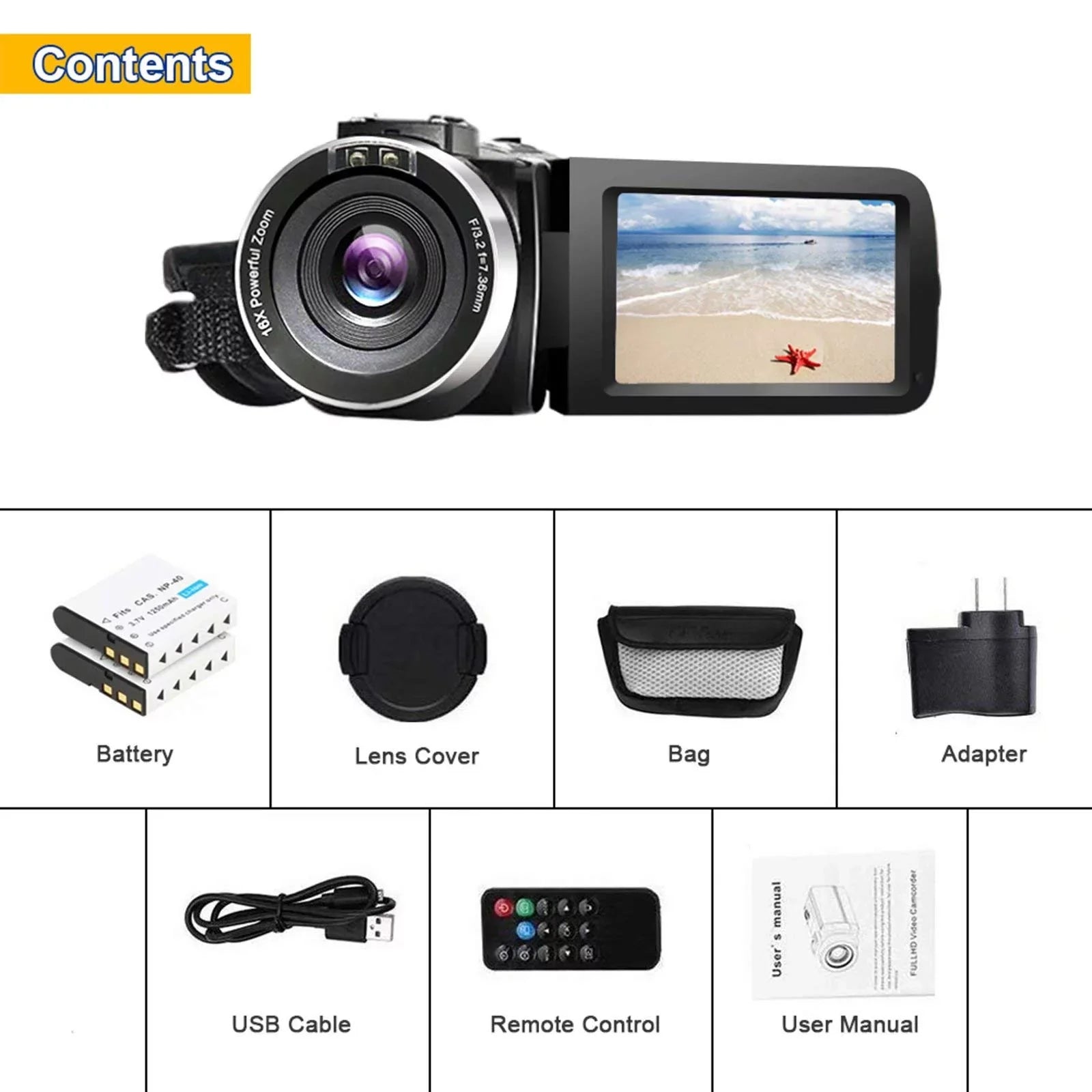MARVUE Digital Video Camera Camcorder Full HD 2.7K 30FPS 30MP IR Night Vision Vlogging Camera Recorder Video Camera for Youtube