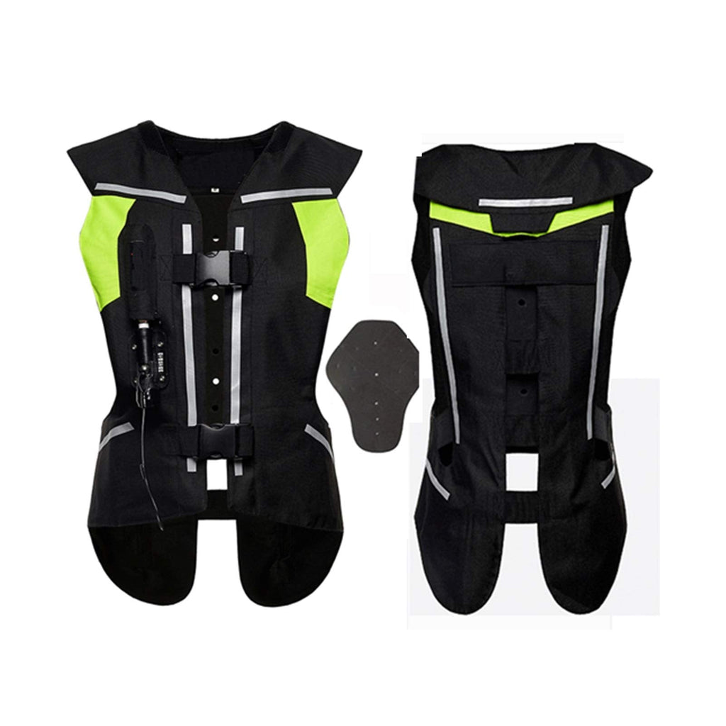 Reflective Protective Airbag Vest Motorcycle Anti-Fall Vest 600D Canvas Fabric, Wear-Resistant and Breathable Washable (No CO2 Gas Cylinder) (Color : C Green, Size : Small)