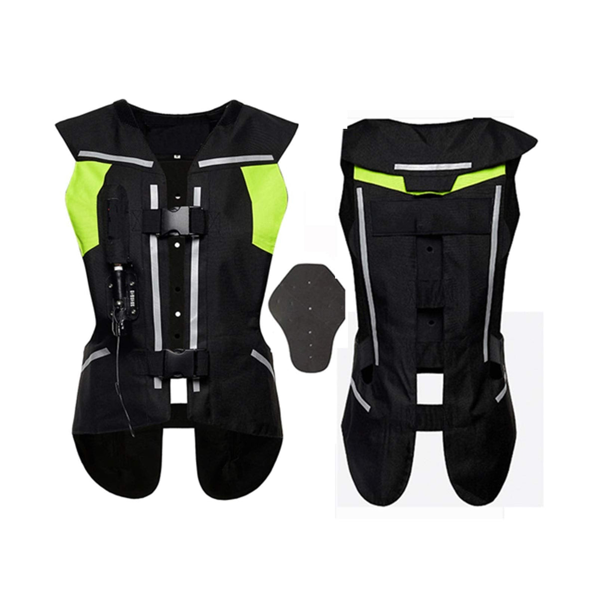 Reflective Protective Airbag Vest Motorcycle Anti-Fall Vest 600D Canvas Fabric, Wear-Resistant and Breathable Washable (No CO2 Gas Cylinder) (Color : C Green, Size : Small)
