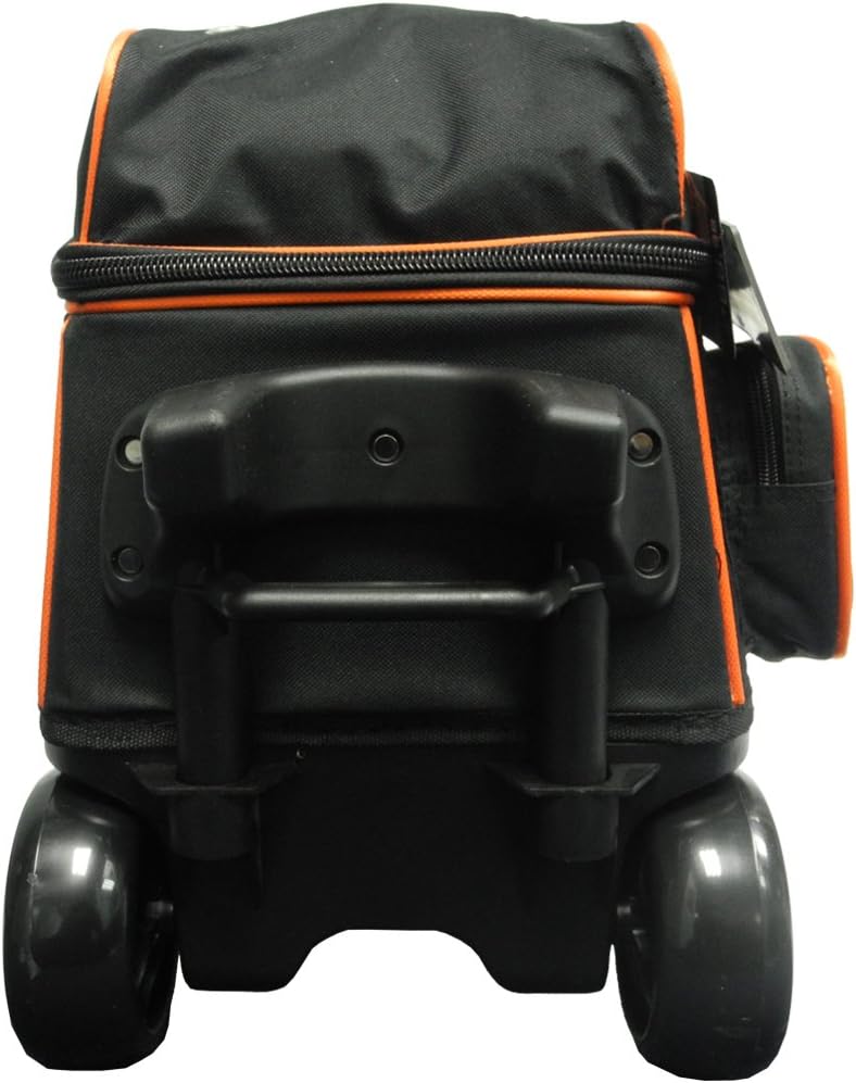 Pyramid Path Premium Deluxe 2 Ball Double Roller Bowling Bag With Large Separate Shoe Compartment (Up To US Mens Size 15) and Oversized Accessory Pocket, Retractable Locking Handle - Extends to 37"