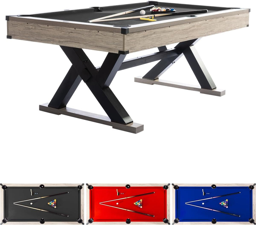 7 ft Pool Table Set, 84in Bar-Size Billiard Table w/Metal Support