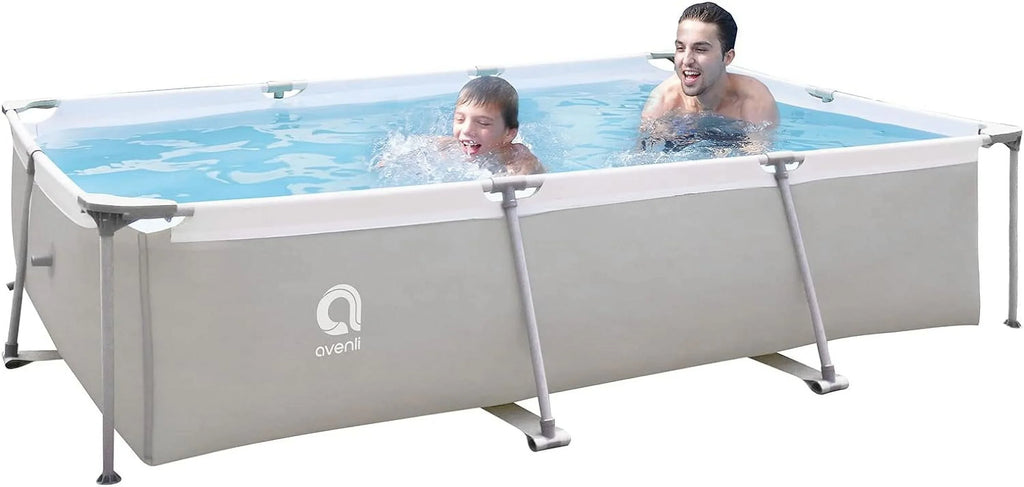 Outraveler Above Ground Swimming Pool Outdoor Rectangular Steel Frame Swimming Pool for Family, 10FT X 6.8FT