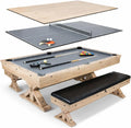 7-Foot 3-in-1 Multi-Game Pool Table, Table Tennis, Dining Top, with Benches