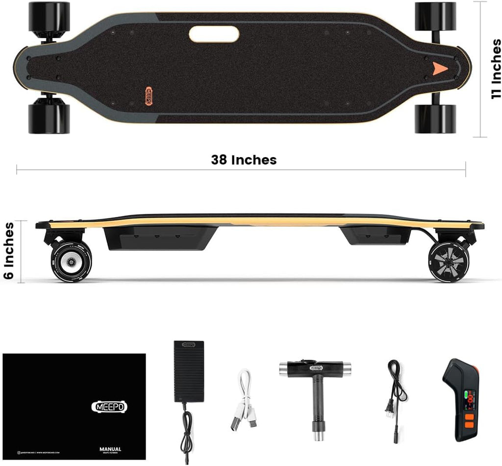 MEEPO Campus V3 Series/Envy Electric Skateboard with Remote, Top Speed Up to 29 Mph, 4 Speed Smooth Braking, Easy Carry Handle Design, Suitable for Adults & Teens
