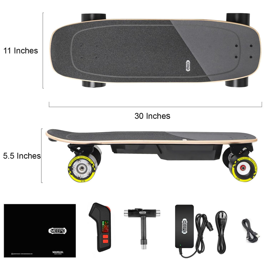 MEEPO Mini Series Electric Skateboard with Remote, Up to 26-32 MPH Top Speed, 11-24Miles Range,330 Pounds Max Load, 30-34 Inches Maple Cruiser for Adults and Teens, Mini5 MINI3 Max Edge Flow