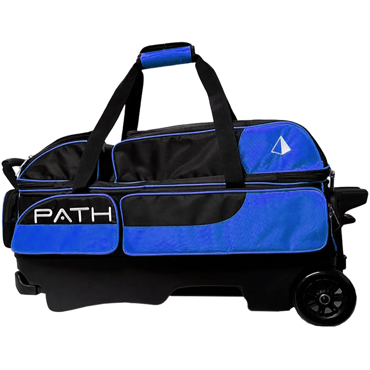 Pyramid Path Triple Premium Deluxe Roller Bowling Bag With Extra Large Separate Shoe Compartment (Up To US Mens Size 16) and 5 Accessory Pockets, 5" Wheels, Retractable Locking Handle - Extends to 42"