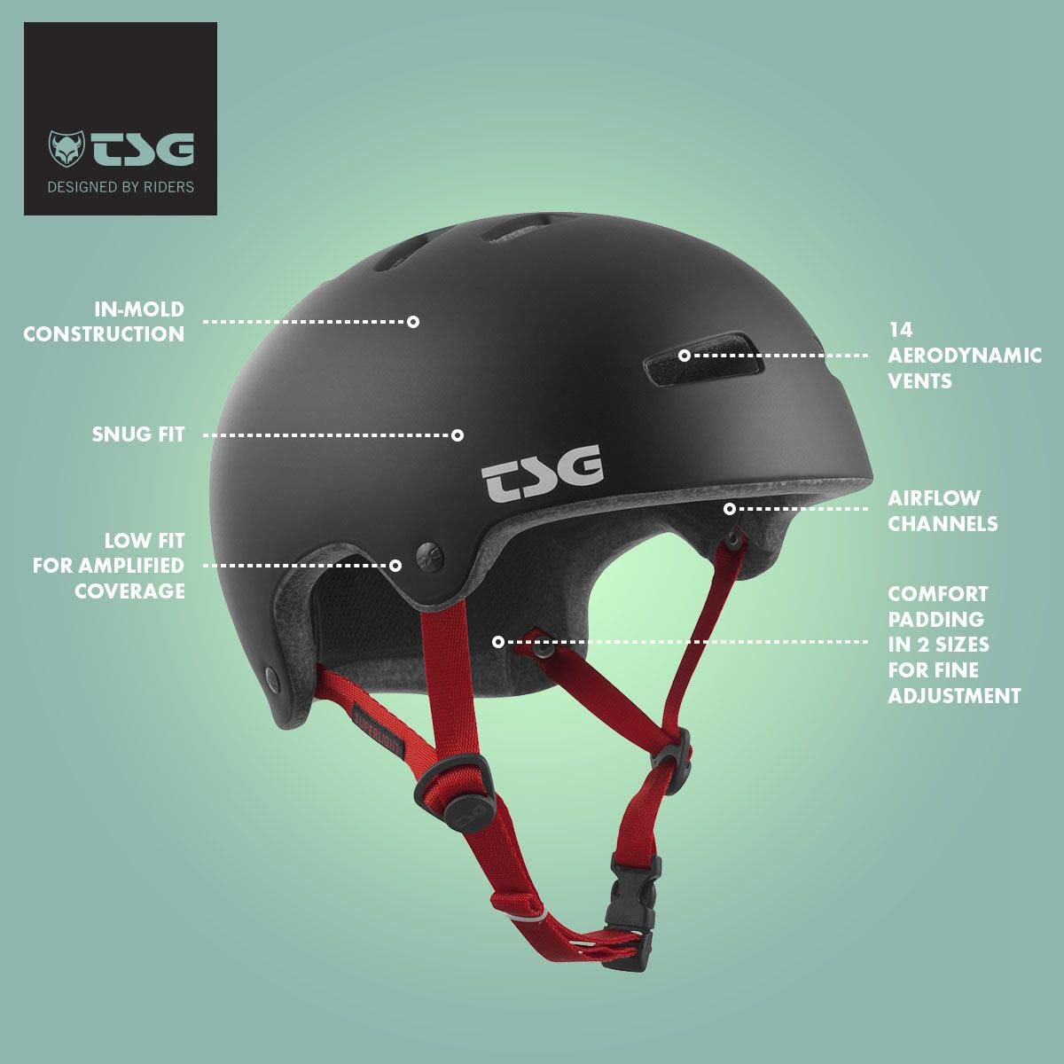 TSG Superlight Bike & Skate Helmet in Satin Black w/Snug Fit | for Cycling, Skateboarding, Rollerblading, Roller Derby, E-Boarding, E-Skating, Longboarding, Vert, Park, Urban | EPS, Swiss Design