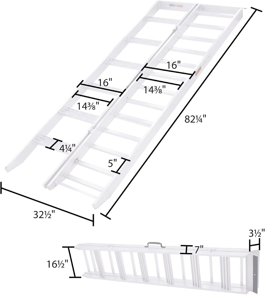 6' 10" Motorcycle Dirt Bike Loading Ramp with Steps, 750 lb, Black Widow