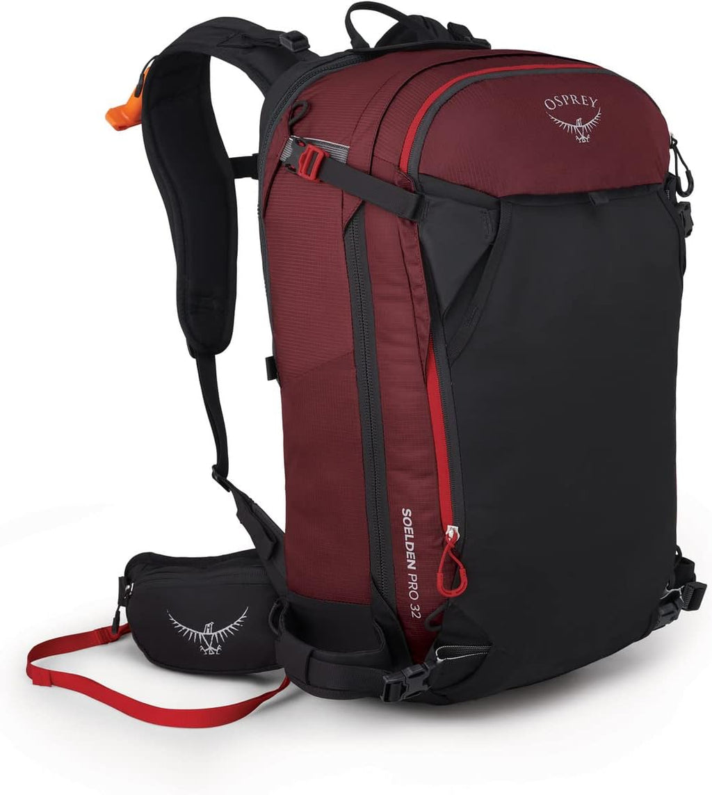 Osprey Soelden Pro 32L Men's Ski and Snowboard Backpack with E2 Airbag System, Red Mountain