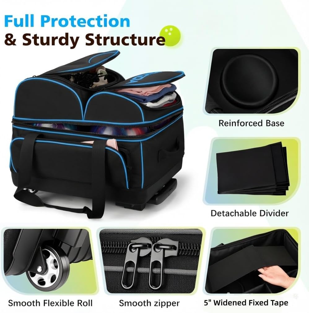 4 ball roller bowling bag with Shoe & Integrated Main Compartment