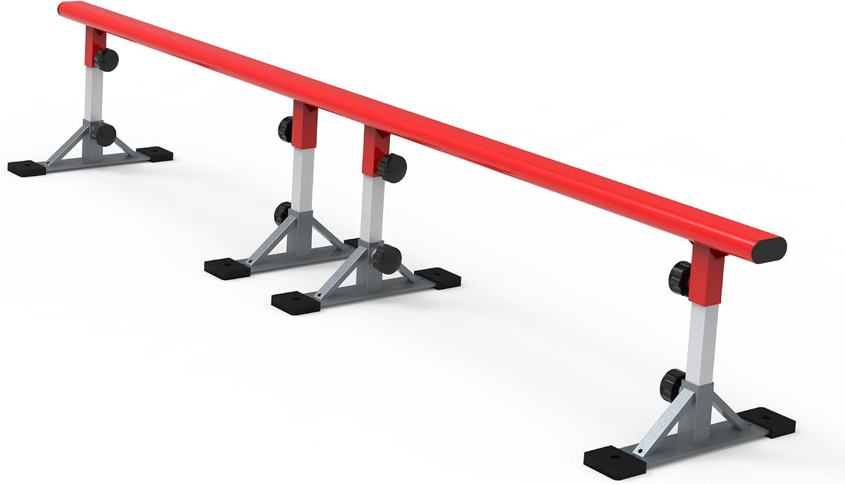 FreshPark Professional Solid Grind Rail - Height Adjustability: 13" - 19" H - Portable, Extendable, Durable Skatepark