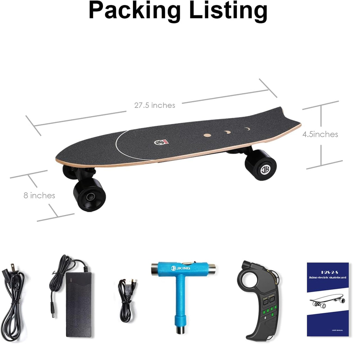 Electric Skateboard Electric Longboard with Remote Control Electric Skateboard,350W Hub-Motor,12.4 MPH Top Speed,5.2 Miles Range,3 Speeds Adjustment, 6 Months Warranty