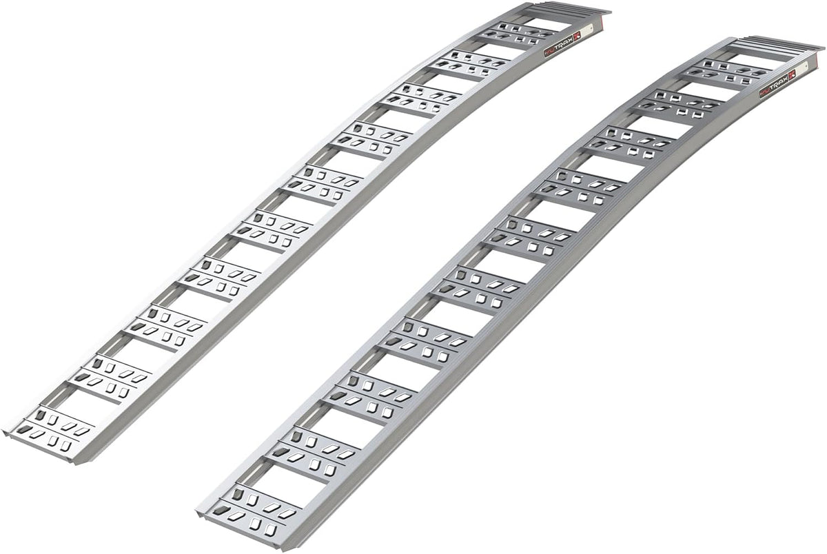 YutraxÂ® 90â Heavy-Duty Arched Ramps, High-Strength Extruded Aluminum, 3000 lb. Load Capacity, Arched Design, ATV/UTV/Golf Cart/Riding Lawn Mower Loading, Pair, YR501