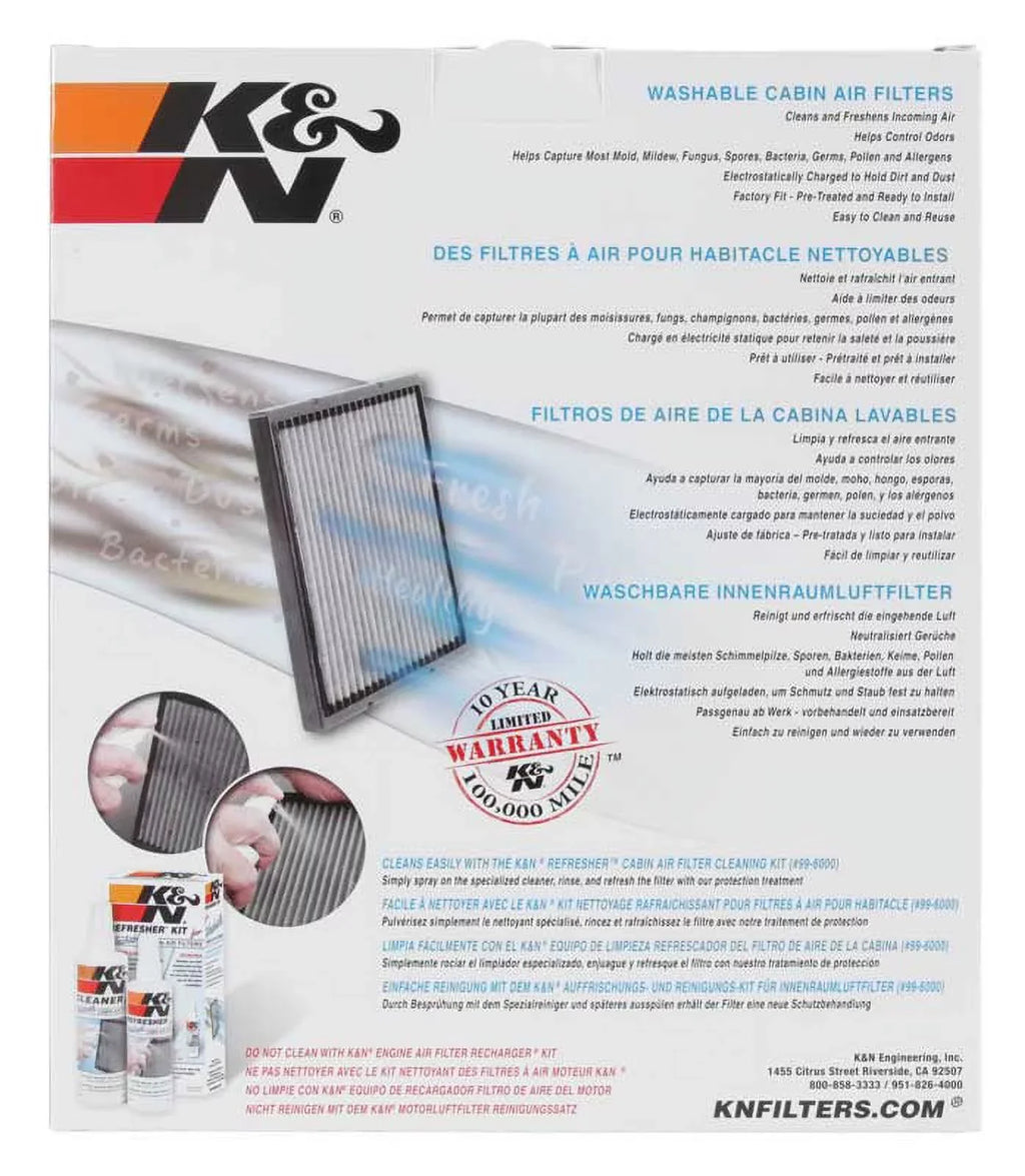 K&N VF2014 Washable & Reusable Cabin Air Filter Cleans and Freshens Incoming Air for your Kia, Hyundai