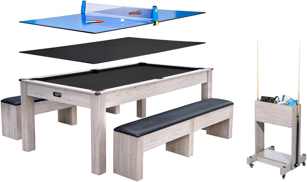 Garvee 7FT 3-in-1 Pool Table Dining Top & Ping Pong