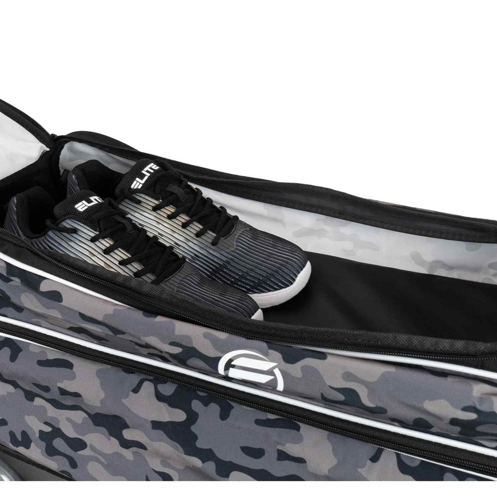 ELITE Basic Triple Roller Black Bowling Bag - 3 Ball Roller, Fits 2 Pairs of Size 15 Shoes, Air Travel-Friendly