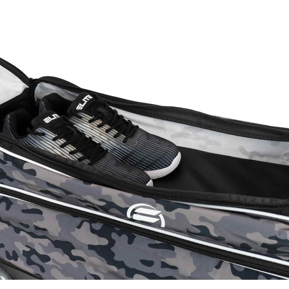 ELITE Basic Triple Roller Black Bowling Bag - 3 Ball Roller, Fits 2 Pairs of Size 15 Shoes, Air Travel-Friendly