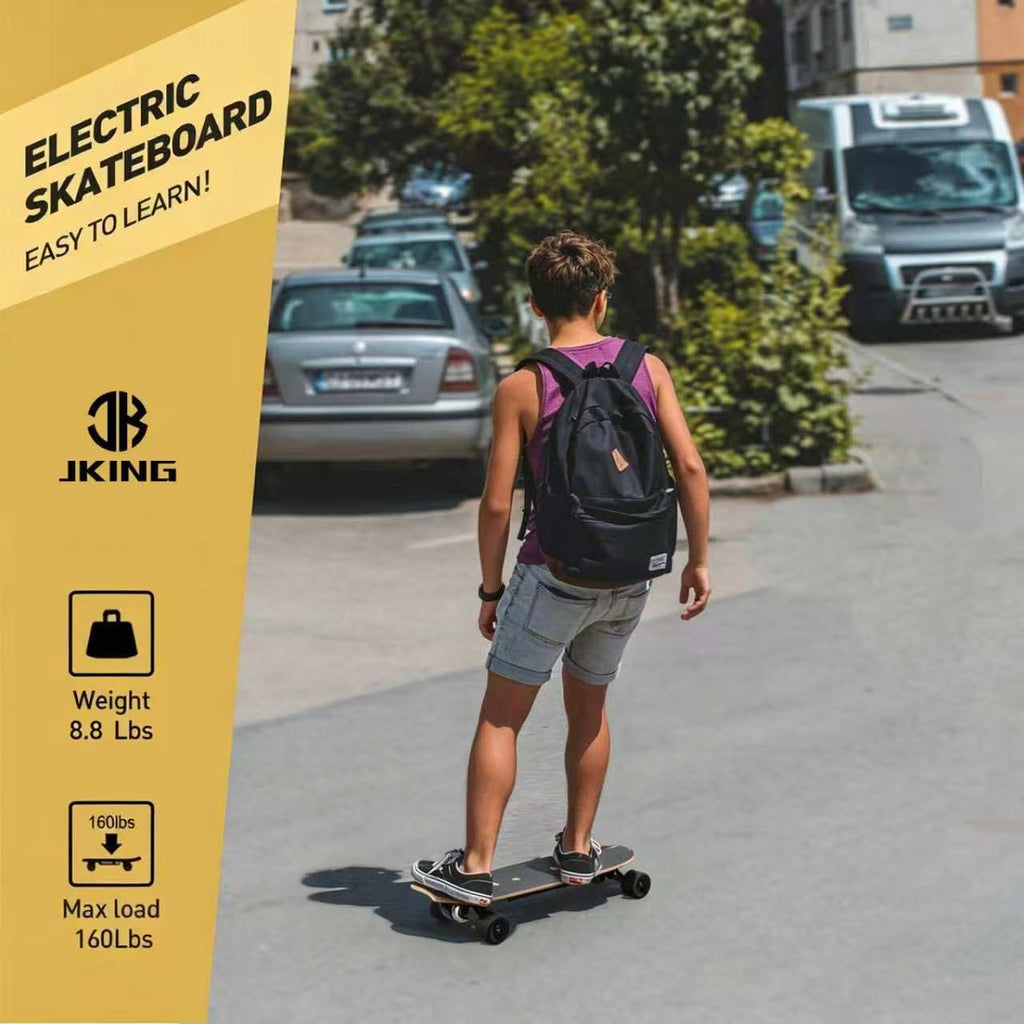Electric Skateboard Electric Longboard with Remote Control Electric Skateboard,350W Hub-Motor,12.4 MPH Top Speed,5.2 Miles Range,3 Speeds Adjustment, 6 Months Warranty