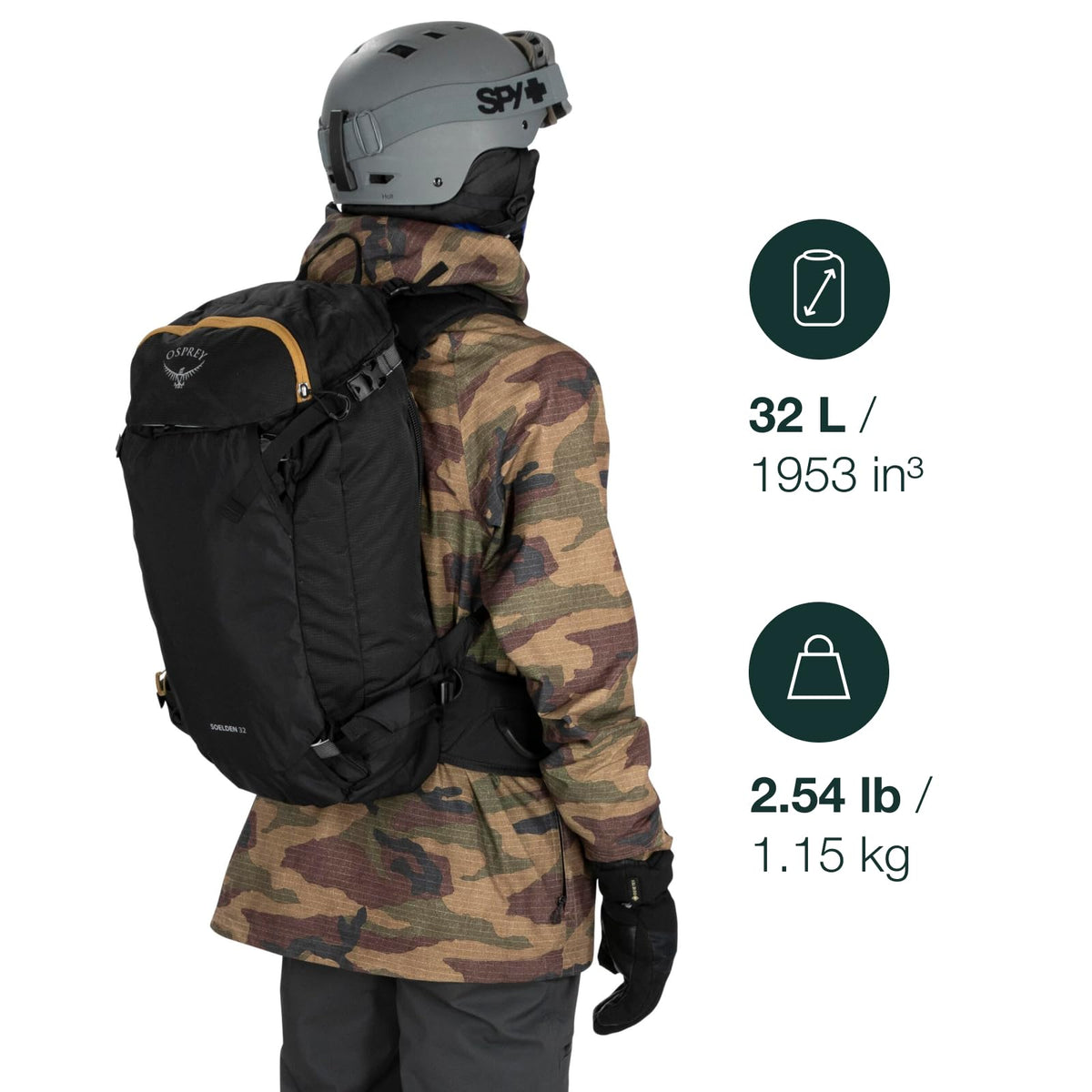 Osprey Soelden Pro 32L Men's Ski and Snowboard Backpack with E2 Airbag System, Red Mountain