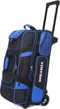 Premium 3 Ball Roller Bowling Bag with Wheels, Large Shoes Pocket