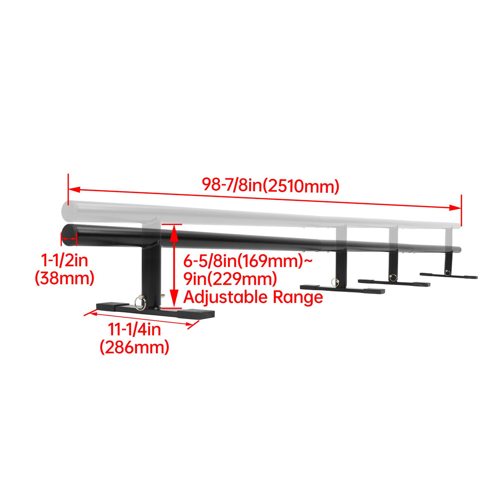 98.8â Round Bar Skate Rail Portable Skateboard Grind Rail Adjustable Height Skate Park Grind Rails for Skateboard, Scooter, Snowboard and Inline Skates Detachable Ramps Rails Steel