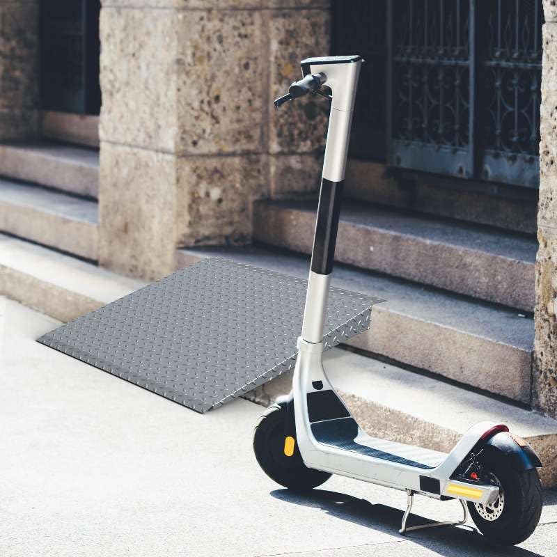 VNN Door Threshold Ramp, Threshold Ramps for Doorways, Ideal Entry Handicap Ramp for Elderly Wheelchairs, Carts, Scooters and Walkers, 27.6" L * 37.4" W Door Ramp (Alloy Iron, 800LBS)