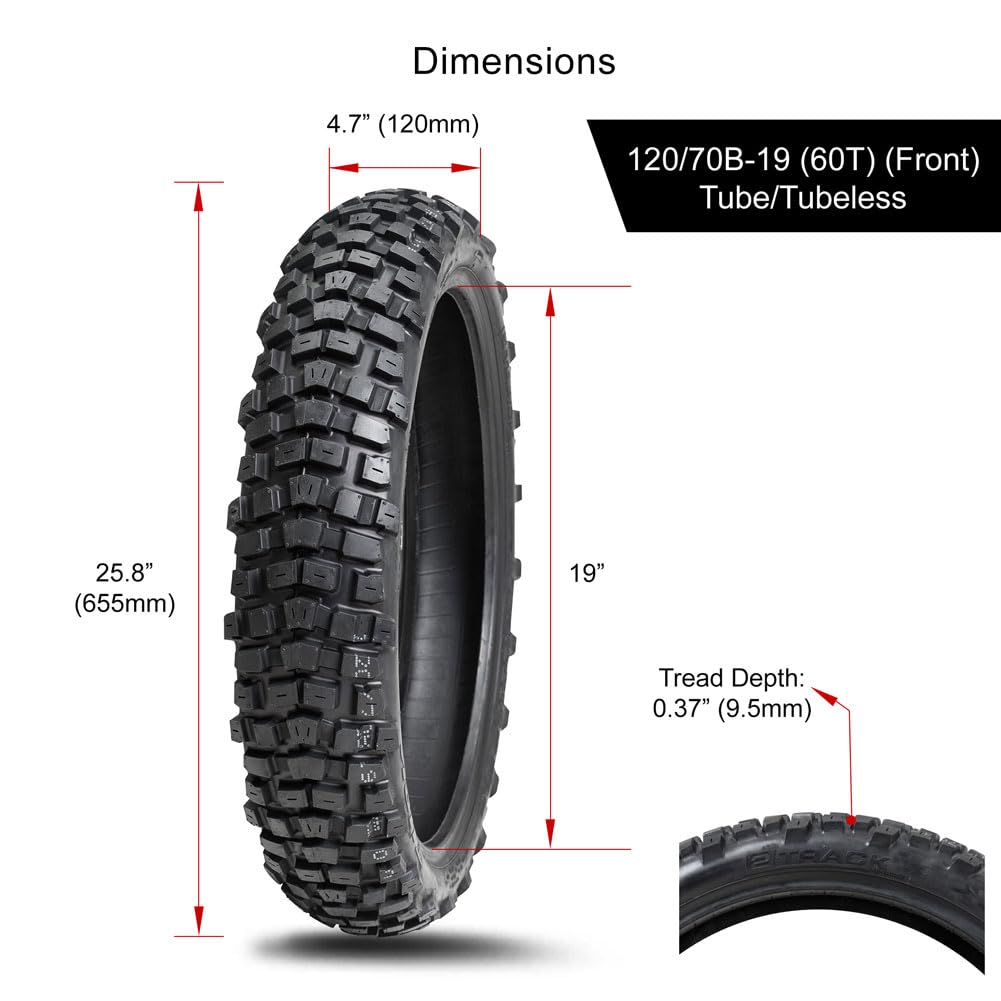 Tusk 2Track Adventure Tire Rear 150/70B-18 (70T) â Dual-Sport Motorcycle Tire, Directional Knobby Tread, Durable Bias Construction, DOT Compliant
