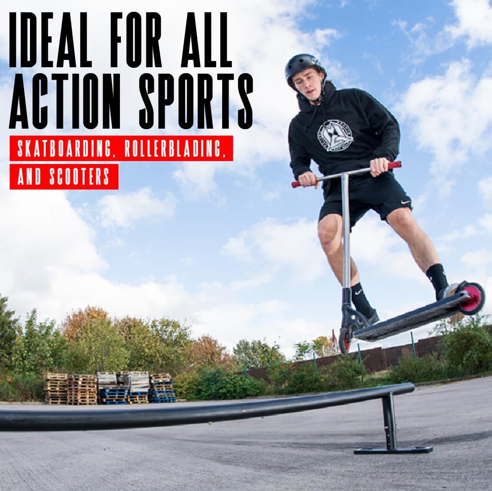 Madd Gear Round Grind Rail for Scooters, Skateboards, Inline Skates â 55" Long, 3-Step Adjustable Height â Durable Heavy-Duty Construction