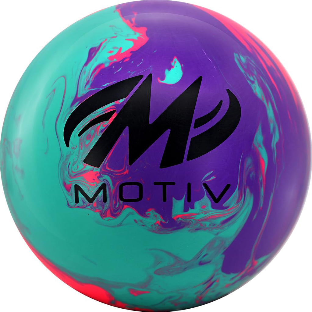 MOTIV Evoke Mayhem Bowling Ball | Medium-Heavy Oil | Teal, Purple, Pink Solid | Available in 12-16 pounds