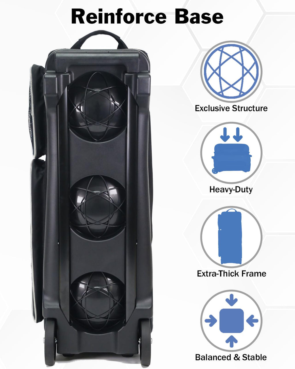 Premium 3 Ball Roller Bowling Bag with Wheels, Large Shoes Pocket