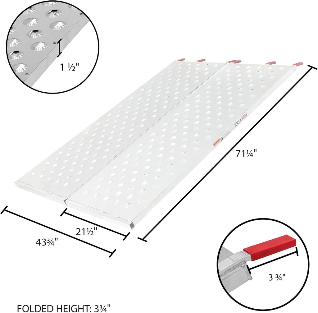 Black Widow Aluminum Punch-Plate Bi-Fold ATV Ramp, 1,500 lb, 71.25" x 44"