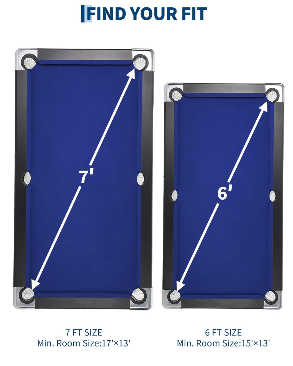 7 Foot Pool Table for Family, Foldable No Assembly Pool Table with Balls, Cues, Chalk, Rack & Brush, Portable Billiards Game Table for Apartment, Basement, Office & Game Room