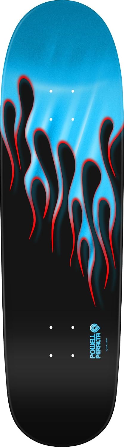 Powell Peralta Hot Rod Flames Skateboard Deck, Light Blue Foil, 9.375" x 33.25"