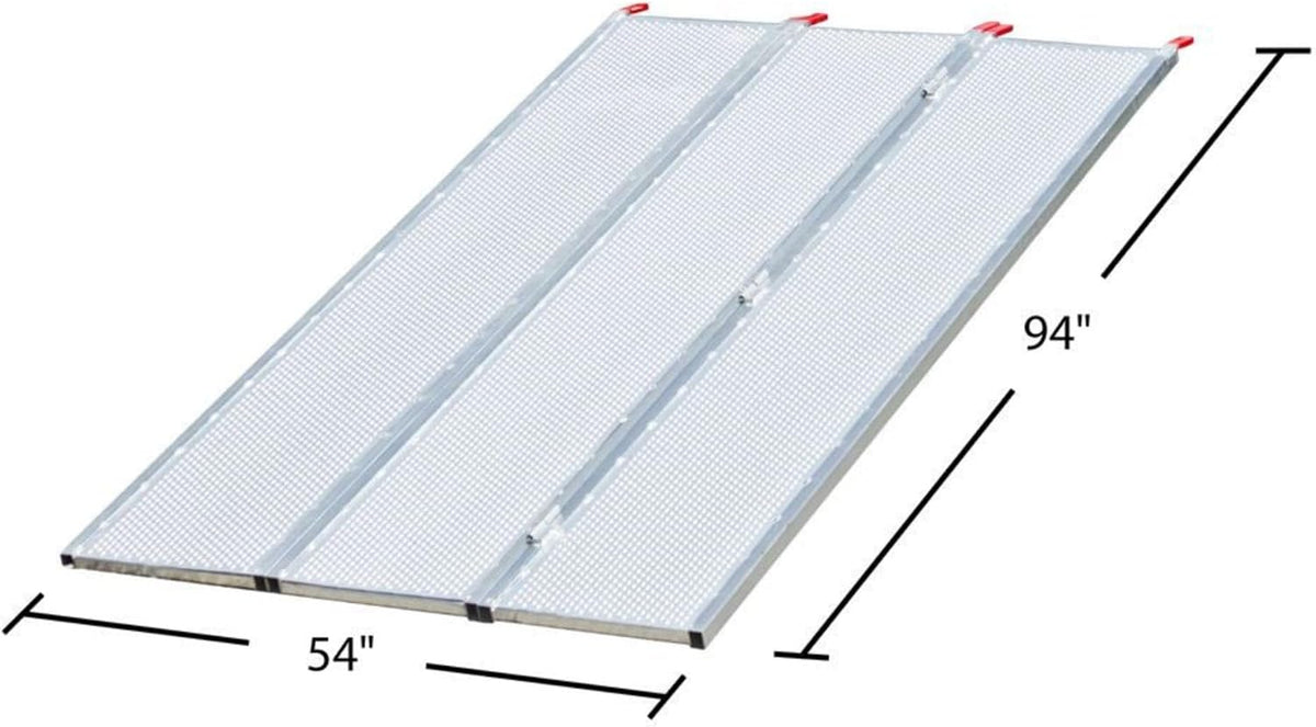 Black Widow Extra Wide Punch Plate Aluminum Folding ATV Ramp, 1,500 Pound Capacity, 7' 10", Silver - Heavy Duty Truck Loading Ramp Accessories