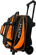 Pyramid Path Premium Deluxe 2 Ball Double Roller Bowling Bag With Large Separate Shoe Compartment (Up To US Mens Size 15) and Oversized Accessory Pocket, Retractable Locking Handle - Extends to 37"