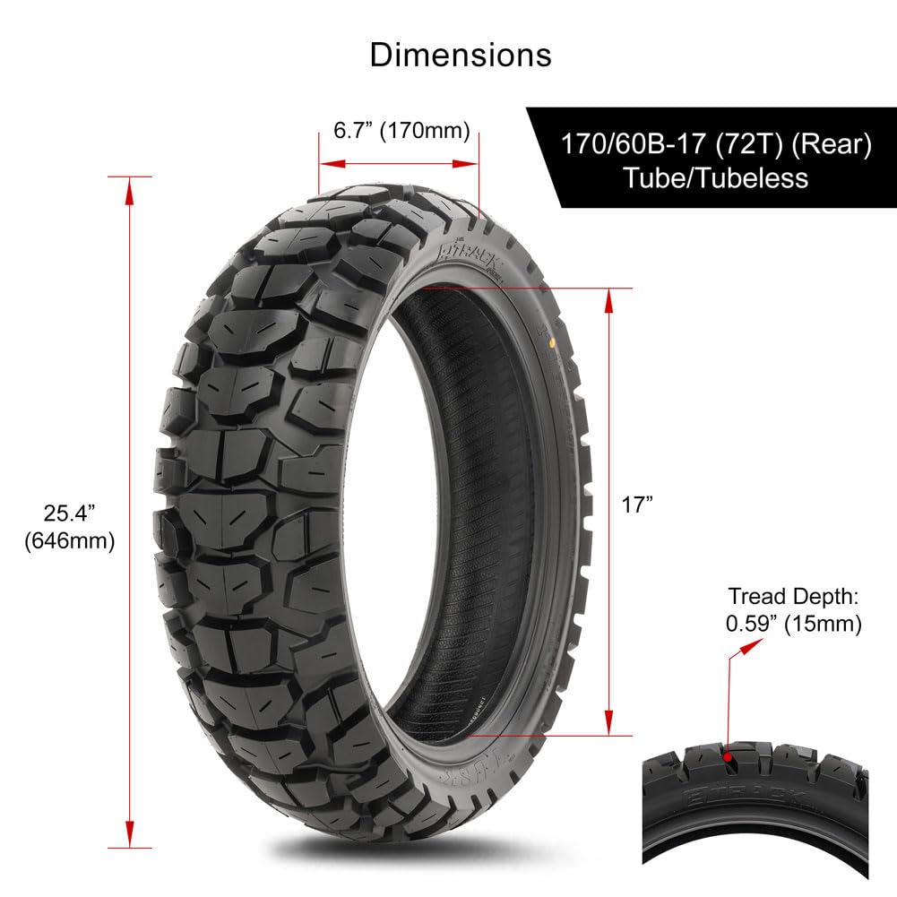 Tusk 2Track Adventure Tire Rear 150/70B-18 (70T) â Dual-Sport Motorcycle Tire, Directional Knobby Tread, Durable Bias Construction, DOT Compliant