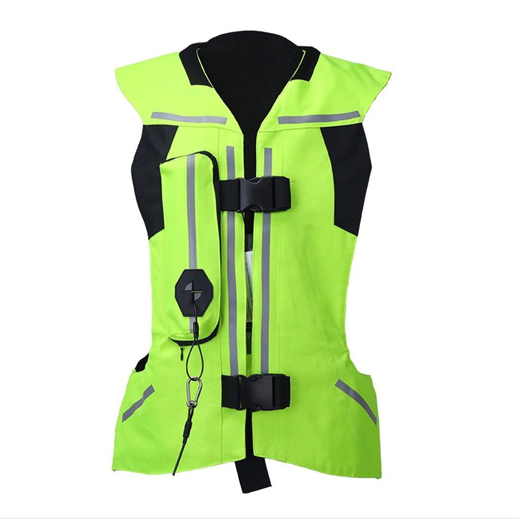 Reflective Protective Airbag Vest Motorcycle Anti-Fall Vest 600D Canvas Fabric, Wear-Resistant and Breathable Washable (No CO2 Gas Cylinder) (Color : C Green, Size : Small)