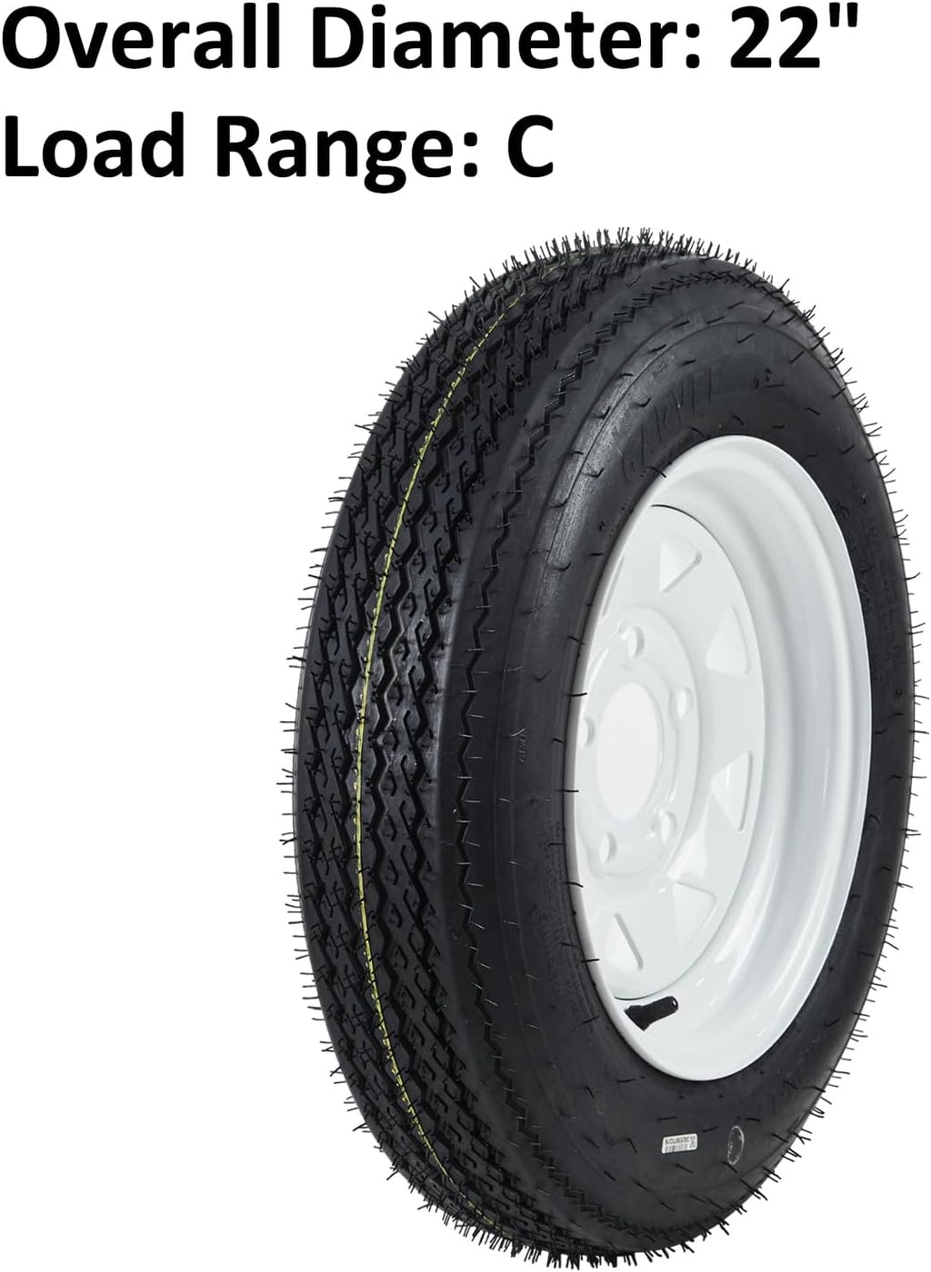 Garvee 2-Pack Trailer Tires On Rim 5.30-12 530-12 530X12, Load Range C, 6PR, 5 Lug 12 In. White Spoke Wheel, 5 On 4.5" Durable Trailer Tire Travel/Camper/Utility/Boat, Set of 2
