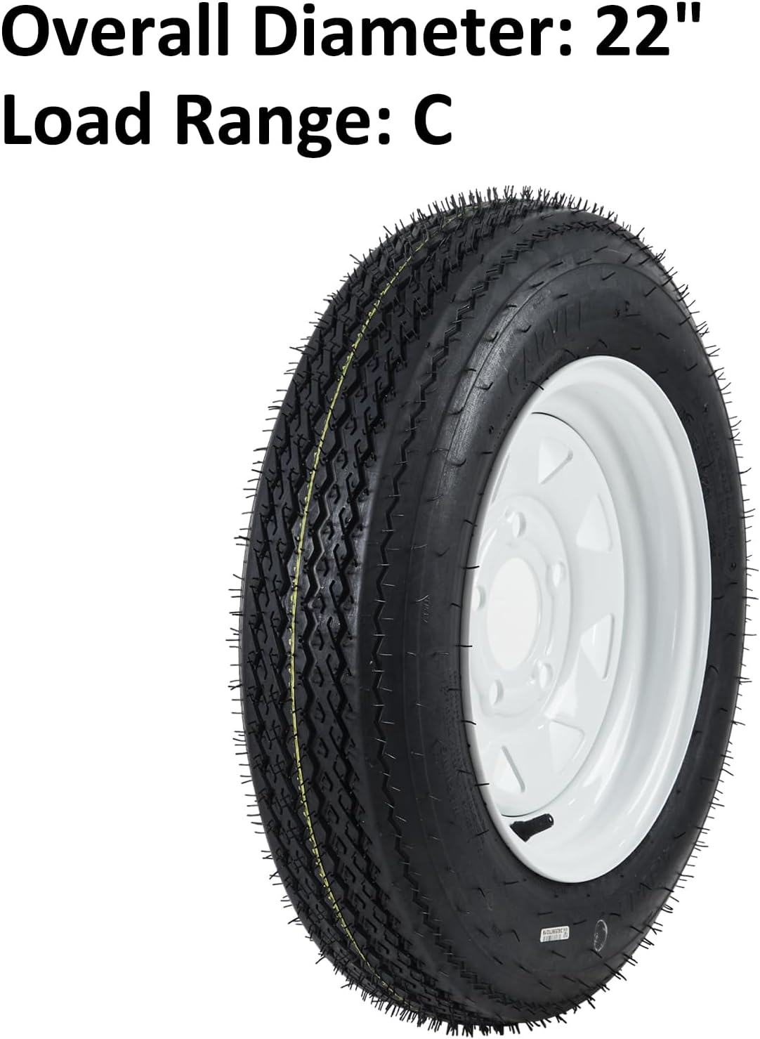 Garvee 2-Pack Trailer Tires On Rim 5.30-12 530-12 530X12, Load Range C, 6PR, 5 Lug 12 In. White Spoke Wheel, 5 On 4.5" Durable Trailer Tire Travel/Camper/Utility/Boat, Set of 2