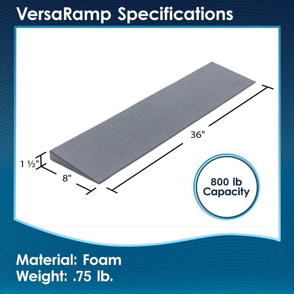 5" Doorway Threshold Wheelchair Ramp, 800 lb Cap, Solid Foam, Silver Spring