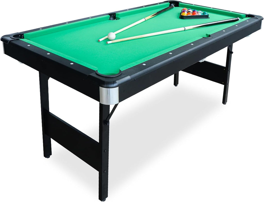 Seydrey 6-Foot Portable Foldable Pool Table with All Accessories â Compact Billiards Table for Home, Game Room, Apartment