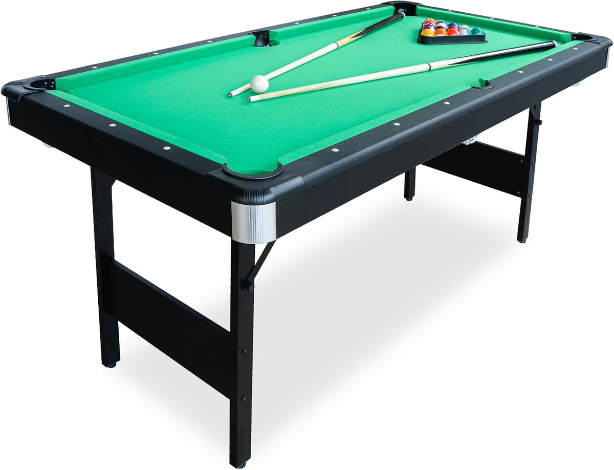 Seydrey 6-Foot Portable Foldable Pool Table with All Accessories â Compact Billiards Table for Home, Game Room, Apartment