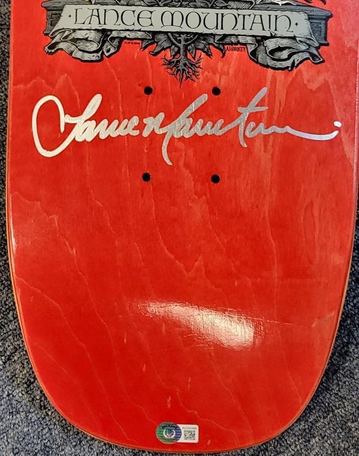 Lance Mountain signed 9.0 Flip Crest Skateboard Deck autograph ~ BAS - Autographed Extreme Sports Products